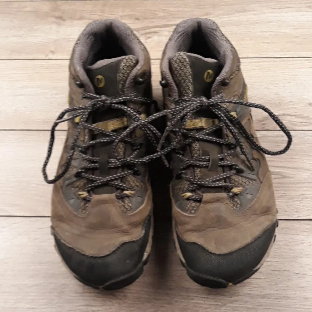MERRELL‎ All Out Blaze J24611 Green Black 8.5 Mens Trail Hiking Mid Shoes Boots